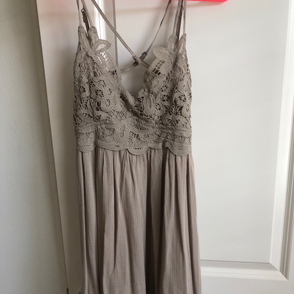 Bohemian Taupe Mini Dress (Free People style)